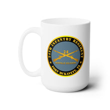 Load image into Gallery viewer, White Ceramic Mug 15oz - Army - 24th Infantry Regiment - Fort McKavett, TX - Buffalo Soldiers w Inf Branch