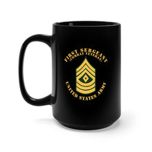 Load image into Gallery viewer, Black Mug 15oz - Army - First Sergeant - 1SG - Combat Veteran - Flat