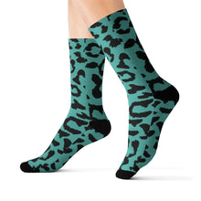 Load image into Gallery viewer, Sublimation Socks - Leopard Camouflage - Turquoise