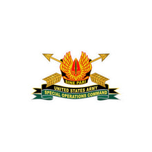Load image into Gallery viewer, Kiss-Cut Vinyl Decals - Army - US Army Special Operations Command - DUI Old w Br - Ribbon X 300