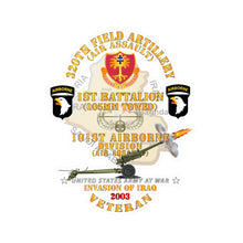 Load image into Gallery viewer, Kiss-Cut Vinyl Decals - Army - 1st Bn, 320th FA, 101st Airborne Div - Invasion - 2003 w AA Badge - w 105mm Map