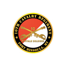 Load image into Gallery viewer, Kiss-Cut Vinyl Decals - Army - 10th Cavalry Regiment - Fort Missoula, MT - Buffalo Soldiers w Cav Branch