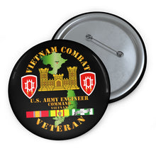Load image into Gallery viewer, Custom Pin Buttons - Vietnam Combat Engineer - Engineer Command Vietnam w SVC