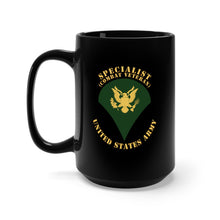 Load image into Gallery viewer, Black Mug 15oz - Army - Specialist - SP4 - Combat Veteran - Flat X 300