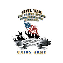 Load image into Gallery viewer, Kiss-Cut Vinyl Decals - Civil War - 1st United States Colored Infantry Regiment with USCT Bureau Banner - USA X 300