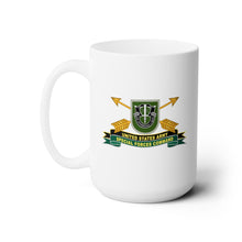Load image into Gallery viewer, White Ceramic Mug 15oz - Army - US Army Special Forces Command - Flash w Br - Ribbon X 300