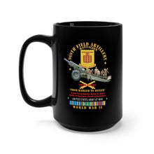 Load image into Gallery viewer, Black Mug 15oz - DUI - 969th Field Artillery Battalion - DUI w Br - From Harlem to Hitler - 155MM Gun - Crew - EUR SVC WWII - V1 X 300