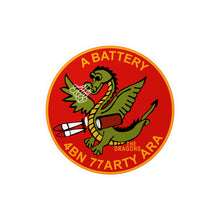 Load image into Gallery viewer, Kiss-Cut Vinyl Decals - Army - A Battery - 4th Bn, 77th Artillery (ARA)