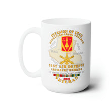 Load image into Gallery viewer, White Ceramic Mug 15oz - Army - 31st Air Defense Artillery Bde - OIF - Invasion - 2003 w IRAQ SVC
