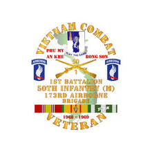 Load image into Gallery viewer, Kiss-Cut Vinyl Decals - Army - Vietnam Combat Veteran w 1st Bn - 50th Inf - 173rd Airborne Bde 1968-69 w VN SVC