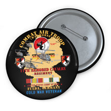 Load image into Gallery viewer, Custom Pin Buttons - Cbt Air Troop, CAT, 11ACR, Fulda Gap, Germany - Kiowa w Map w COLD SVC