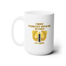 Load image into Gallery viewer, White Ceramic Mug 15oz - Army - Emblem - Warrant Officer 5 - CW5 w Eagle - US Army - Retired - Flat X 300 - Hat