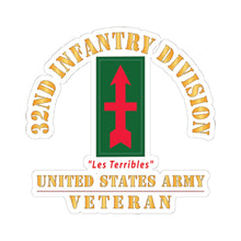 Load image into Gallery viewer, Kiss - Cut Stickers - Army - SSI - 32nd Infantry Division - Les Terribles - US Army Veteran X 300