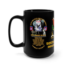 Load image into Gallery viewer, Black Mug 15oz - 505th Parachute Infantry Regiment - Combat Veteran - 505th PIR - Campaigns - Soldiers - 82nd Airborne Division