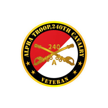 Load image into Gallery viewer, Kiss-Cut Vinyl Decals - Army - Alpha Troop, 240th Cavalry Branch Veteran - Red - White X 300