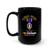 Load image into Gallery viewer, Black Mug 15oz - Purple Heart - WIA w Korean War w Purple Heart
