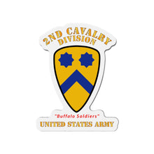 Load image into Gallery viewer, Die-Cut Magnets - Army - SSI - 2nd Cavalry Division - Buffalo Soldiers - US Army X 300
