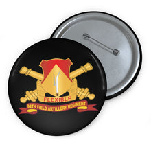 Load image into Gallery viewer, Custom Pin Buttons - 94th Field Artillery Regiment - DUI w Br - Ribbon X 300