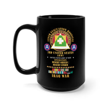 Load image into Gallery viewer, Black Mug 15oz - 129th Evacuation Hospital - Operation Desert Storm - Shield - 3rd US Army SSI w Gulf SVC Ribbons