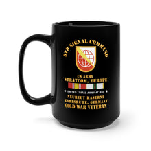 Load image into Gallery viewer, Black Mug 15oz - Army - 5th Signal Command - SSI, USA STRATCOM, EUR, Karlsruhe, Germany w COLD SVC X 300