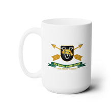 Load image into Gallery viewer, White Ceramic Mug 15oz - Army - 5th Special Forces Group - Flash - TF Dagger w Br - Ribbon X 300
