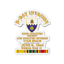 Load image into Gallery viewer, Die-Cut Magnets - Army - 22nd Infantry Regt - 4th ID - D Day w SVC