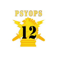 Load image into Gallery viewer, Kiss-Cut Vinyl Decals - Army - PSYOPS w Branch Insignia - 12th Battalion Numeral - Line X 300 - Hat