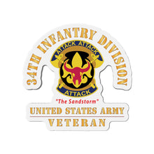 Load image into Gallery viewer, Die-Cut Magnets - Army - DUI - 34th Infantry Division - The Sandstorm - US Army Veteran X 300