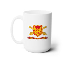 Load image into Gallery viewer, White Ceramic Mug 15oz - Army - 39th Field Artillery w Br - Ribbon