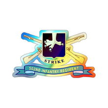 Load image into Gallery viewer, Holographic Die-cut Stickers - 502nd Infantry Regiment - DUI w Br - Ribbon X 300