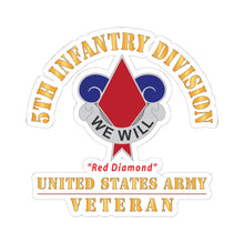 Load image into Gallery viewer, Kiss - Cut Stickers - Army - DUI - 5th Infantry Division - Red Diamond - US Army Veteran X 300