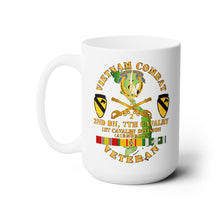 Load image into Gallery viewer, White Ceramic Mug 15oz - Army - Vietnam Combat Cavalry Vet w 2nd Bn 7th Cav DUI - 1st Cav Div X 300