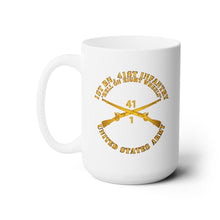 Load image into Gallery viewer, White Mug 15oz - Army - 1st Bn, 41st Infantry - Hell on 8 Wheels w Infantry Br