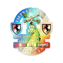 Load image into Gallery viewer, Holographic Die-cut Stickers - Vietnam Combat Cavalry Veteran w 11th ACR