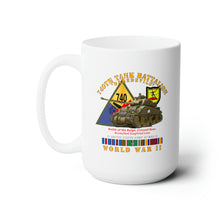 Load image into Gallery viewer, White Ceramic Mug 15oz - Army - 740th Tank Battalion - Daredevils - w Tank w SSI WWII EU SVC1