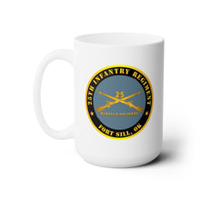 Load image into Gallery viewer, White Ceramic Mug 15oz - Army - 25th Infantry Regiment - Fort Sill, OK - Buffalo Soldiers w Inf Branch