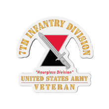Load image into Gallery viewer, Die-Cut Magnets - Army - DUI - 7th Infantry Division - Hourglass Division - US Army Veteran X 300