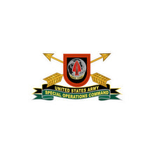 Load image into Gallery viewer, Kiss-Cut Vinyl Decals - Army - US Army Special Operations Command - DUI - New - Flash w Br - Ribbon X 300