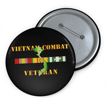 Load image into Gallery viewer, Custom Pin Buttons - Vietnam Combat Veteran w VN SVC