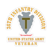 Load image into Gallery viewer, Kiss - Cut Stickers - Army - DUI - 36th Infantry Division - Arrowhead - US Army Veteran X 300