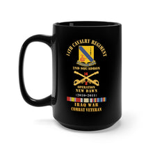 Load image into Gallery viewer, Black Mug 15oz - Army - 14th Cavalry Regiment w Cav Br - 2nd Squadron - OND - 2010–2011 - Red Txt Cbt Vet w IRAQ SVC X 300