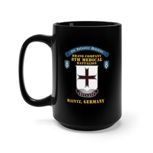Load image into Gallery viewer, Black Mug 15oz - Bravo Company - 8th Medical Battalion, 8th Infantry Division Scroll - Maintz Germany X 300