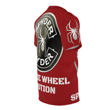 Load image into Gallery viewer, Unisex Cut & Sew Tee (AOP) - Spyder Ryder - Three Wheel Motion - Cherry Red V1