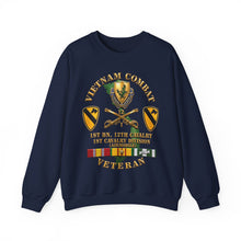 Load image into Gallery viewer, Crewneck Sweatshirt - Army - Vietnam Combat Cavalry Veteran w 1st Bn 12th Cav DUI - 1st Cav Div - 3D X 300
