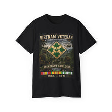 Load image into Gallery viewer, 4th Infantry Division - Steadfast and Loyal - Vietnam Veteran – The Vietnam Soldier – 1965–1971 – Military Service Tribute T-Shirt