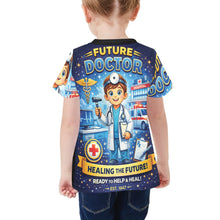 Load image into Gallery viewer, Little Kids' All Over Print Crew Neck T-Shirt -Young Patriot - Future Doctor