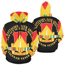 Load image into Gallery viewer, Men's All Over Print Hoodie (USA Size) (Model H13) - 2nd Battalion, 94th Artillery - DUI w Vietnam Service Ribbons