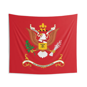 Indoor Wall Tapestries - 21st Engineer Battalion Colors - FORSEE and PROVIDE - Battalion Colors Tapestry