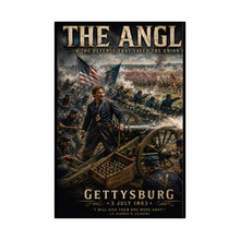 Load image into Gallery viewer, Matte Poster - Union Battery - Lt Alonzo Cushing - 3 July 1963 Tribute Tee - Gettysburg, PA, "The Angle"