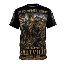 Load image into Gallery viewer, 5th U.S. Colored Cavalry " First Battle of Saltville" Tribute Tee — Saltville, Virginia • October 2, 1864 "For Freedom and Union"
